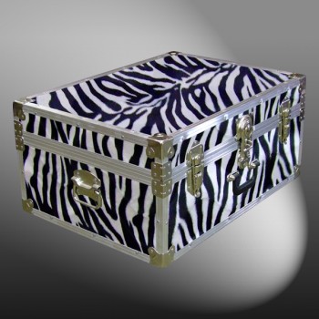 10-177 ZEBE FAUX ZEBRA 27 Cabin Storage Trunk with Alloy Trim